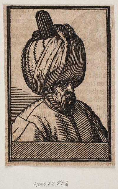 Busto di uomo barbuto con turbante, profilo 3/4 verso destra da Melchior Lorck