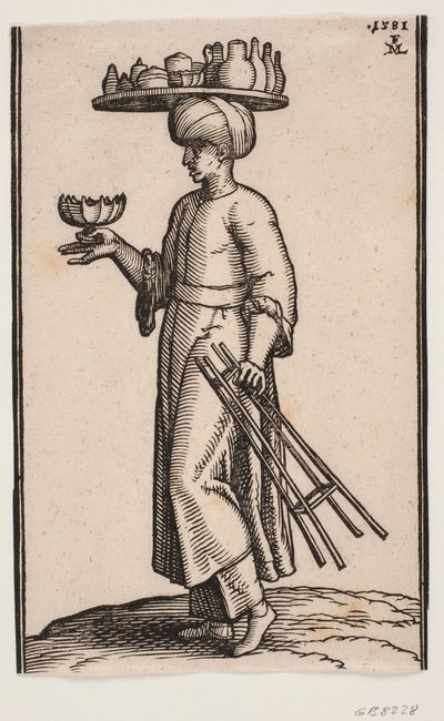 Venditore ambulante di bevande rinfrescanti, camminando verso sinistra da Melchior Lorck