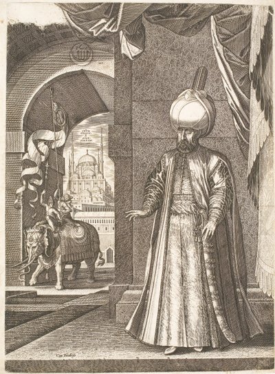 Ritratto del sultano Solimano il Magnifico (in piedi) da Melchior Lorck