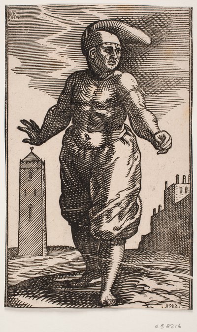 Uomo in piedi con torso nudo da Melchior Lorck