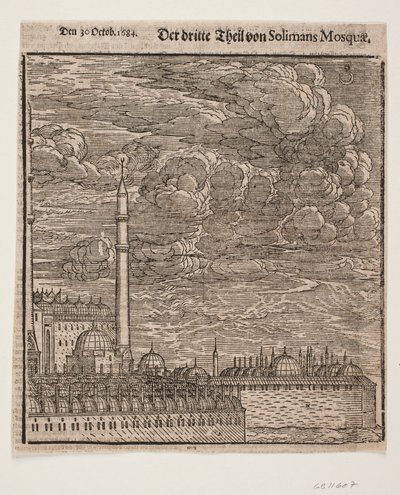 La moschea Süleymaniye, vista da nord-est. Metà destra da Melchior Lorck