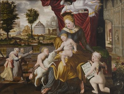 La Vergine Maria e il Bambino, il piccolo San Giovanni e due angeli da Melchior Lorck