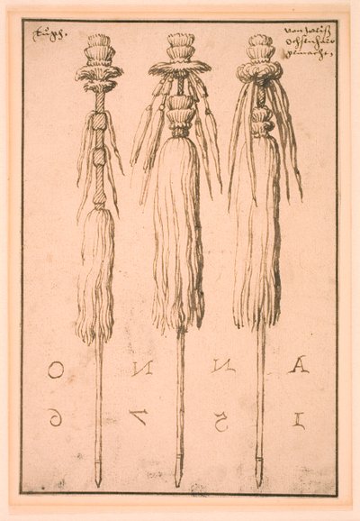 Tre code di bue montate come stendardi da Melchior Lorck