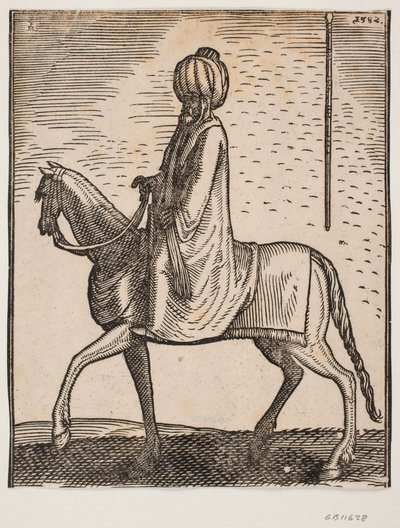 Cavaliere disarmato con turbante, profilo verso sinistra; nell