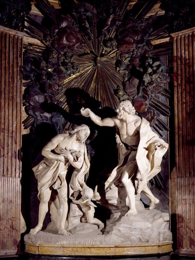Scultura in marmo che raffigura il Battesimo di Cristo, Concattedrale di San Giovanni, La Valletta, Malta da Melchiorre Cafa