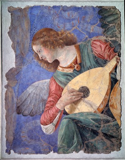 Angelo che suona il liuto, c.1480 (affresco staccato) da Melozzo da Forli