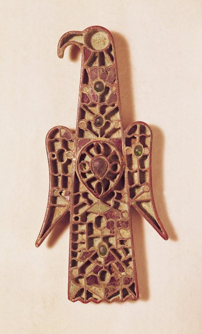 Spilla a forma di aquila (metallo e smalto) da Merovingian
