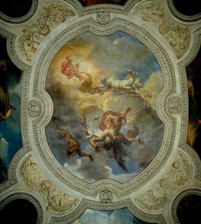 La caduta di Icaro - Il Sole. La caduta di Icaro. Centro del soffitto del vestibolo della galleria di Apollo da Merry Joseph Blondel