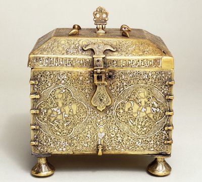 Cassetta mesopotamica in ottone intarsiato d