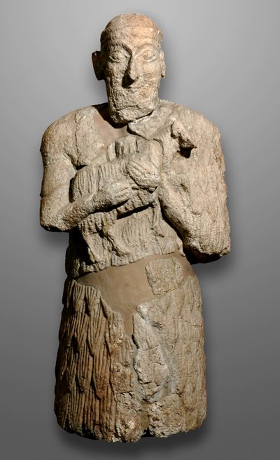 Statua di un uomo che porta pecore da sacrificare, Sumeria da Mesopotamian