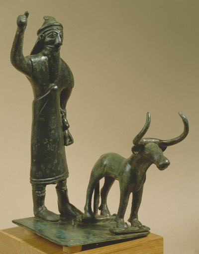 Uomo con un toro, da Ur, Periodo di Hammurabi, c.1800-1600 a.C. da Mesopotamian Mesopotamian