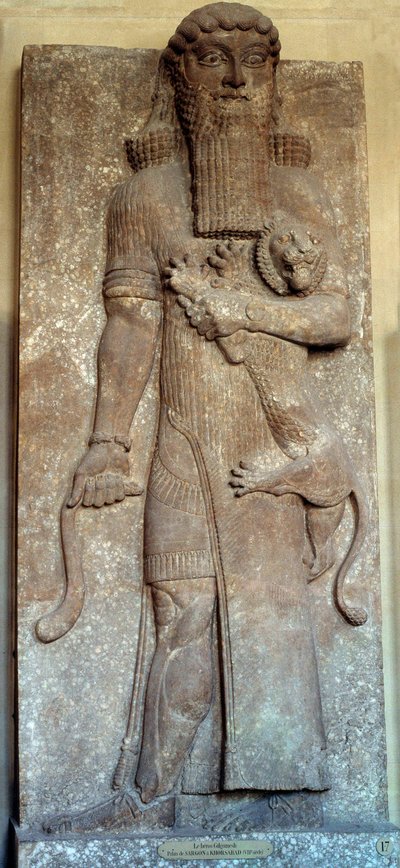 Statua di Sargon che doma un leone, detto Gilgamesh da Mesopotamian Mesopotamian