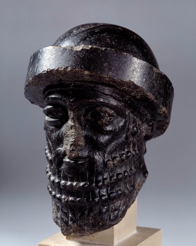 Mesopotamia: testa scolpita in diorite detta Hammurabi. Da Susa da Mesopotamian Mesopotamian