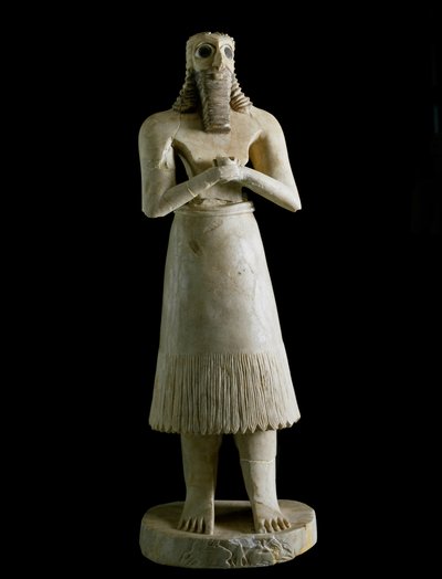 Arte mesopotamica: figurina di uomo barbuto (o dio Abu) da Mesopotamian Mesopotamian