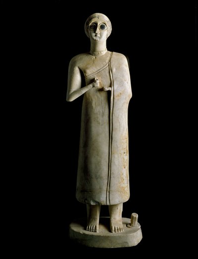 Arte mesopotamica: figurina di donna o dea. Terracotta, III millennio a.C. Da Tell Asmar da Mesopotamian Mesopotamian