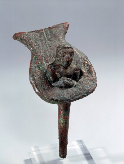 Mesopotamia: figurina di fondazione (chiodo e suo supporto in rame) di Ur Nanshe, Principe di Lagash da Mesopotamian Mesopotamian