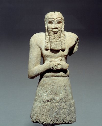 Antichità orientali: statuetta in calcare di orante votata al Principe Ginak da Mesopotamian Mesopotamian