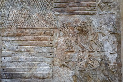 Trasporto del legno di cedro del Libano (bassorilievo) da Mesopotamian Mesopotamian