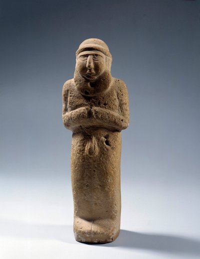 Statua in calcare di re sacerdote nudo. Periodo Urik. 3200 a.C. Parigi, Museo del Louvre da Mesopotamian School