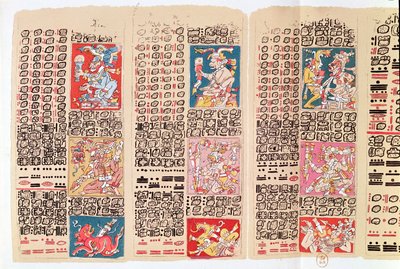Copia facsimile di una pagina del Codice di Dresda da Mexican School