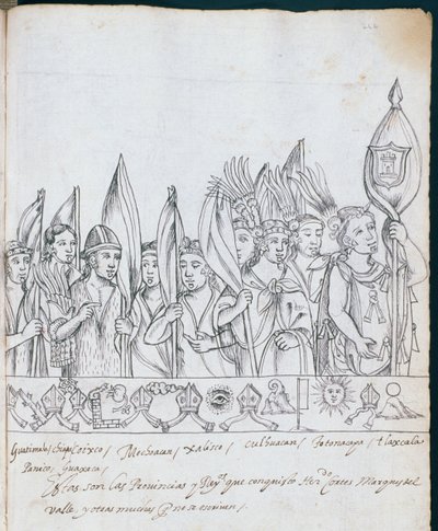 Rappresentanti delle Province Messicane, da Historia de Tlaxcala di Diego Munoz Camargo da Mexican School