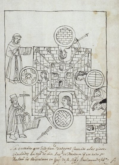 La Conquista Spagnola, da Historia de Tlaxcala di Diego Munoz Camargo da Mexican School