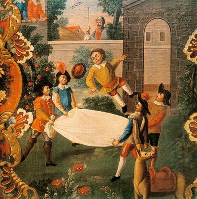Scena del Don Chisciotte della Mancia di Miguel de Cervantes (XVIII secolo) da Mexican School