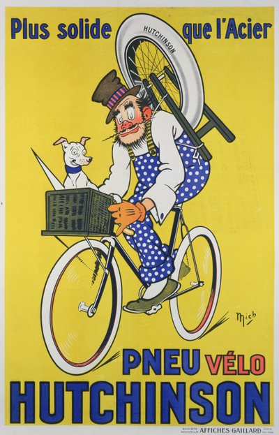 Poster pubblicitario per pneumatici per biciclette Hutchinson da Mich