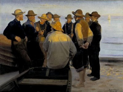 Pescatori al mare in una sera d