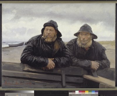 Due pescatori accanto a una barca da Michael Ancher