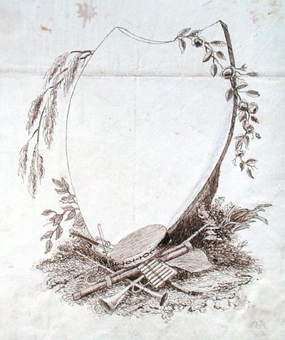 Scudo a forma di cuore con strumenti dal taccuino di Michael Faraday da Michael Faraday