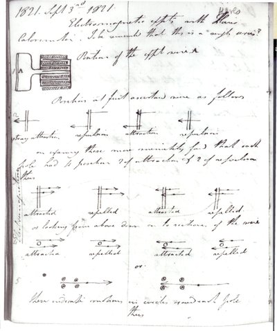 Pagina 72 dal taccuino di Faraday, sull