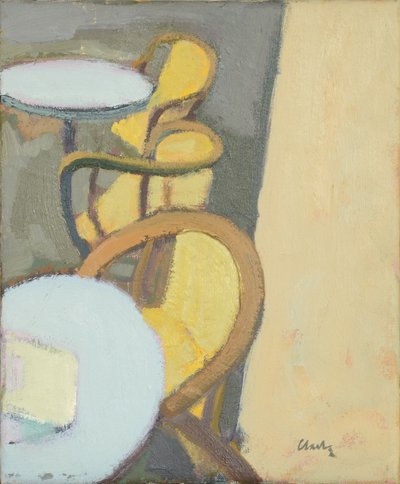 Piano del tavolo del caffè, 2017 (olio su lino) da Michael G. Clark