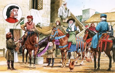 I racconti di Canterbury. Pellegrini in partenza dalla Tabard Inn. da Michael Godfrey