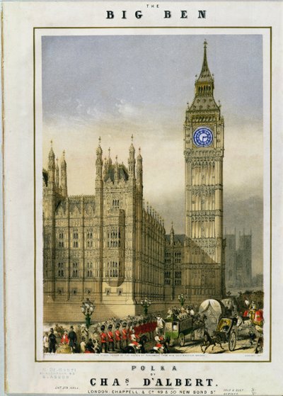Big Ben Polka, copertina musicale pub. da Hanhart, c.1862 da Michael Hanhart