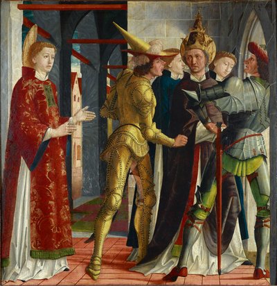 Papa Sisto II si congeda da San Lorenzo da Michael Pacher