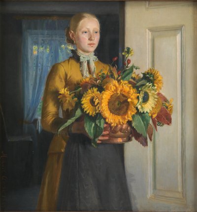 Danese:  Pigen med solsikkerne Una ragazza con i girasoli da Michael Peter Ancher