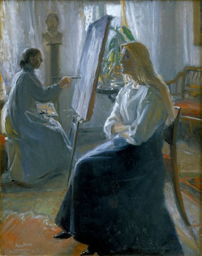 Nello studio, Anna Ancher, la moglie dell