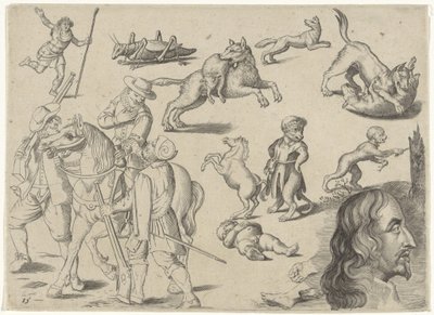 Foglio di esercitazione con esempi di disegno: figure e animali da Michael Snijders