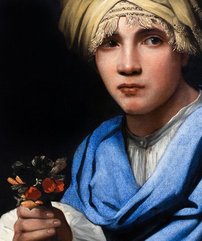Ragazzo con turbante che tiene in mano un mazzo di fiori da Michael Sweerts