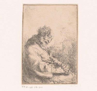 Vecchio addormentato su una sedia da Michael Willmann (attributed to)