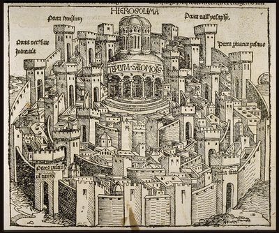 Gerusalemme dalla Cronaca del Mondo di Schedel, ca 1493 da Michael Wolgemut