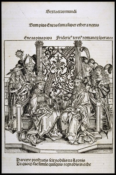 Incontro tra Papa Pio II e Federico III, Imperatore di Germania, ca 1493 da Michael Wolgemut