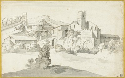 Paesaggio con antico castello da Michel Ange Houasse