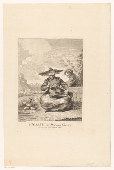 Uomo seduto a gambe incrociate con ghironda (Serie di scene asiatiche dalla collezione del Château de la Muette) da Michel Aubert
