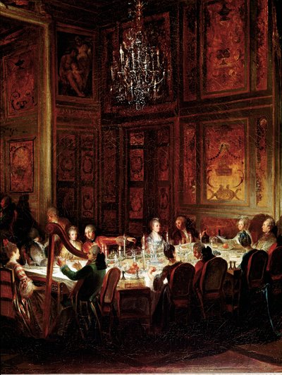 Cena del Principe Louis Francois de Conti, Palazzo del Tempio (dettaglio) da Michel Barthelemy Ollivier or Olivier