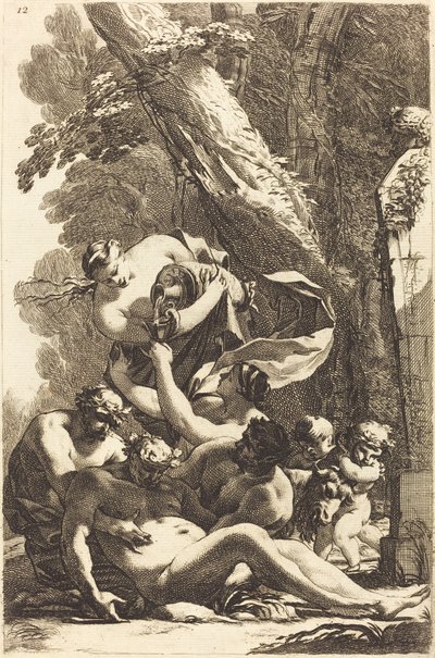 Silenus ubriaco sostenuto da due fauni da Michel Dorigny