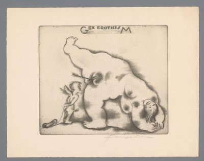 Ex libris di Gianni Mantero da Michel Fingesten (signed by artist)