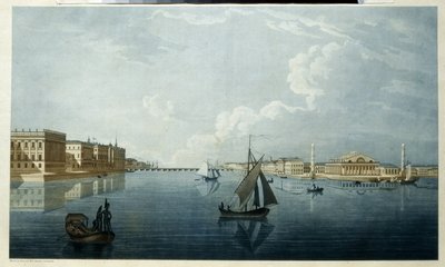 La Borsa e il Palazzo di Marmo (o Palazzo Costantino) a San Pietroburgo da Michel Francois Damam Demartrait