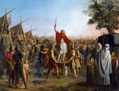 Faramondo, sollevato su uno scudo dai Franchi da Michel Philibert Genod
